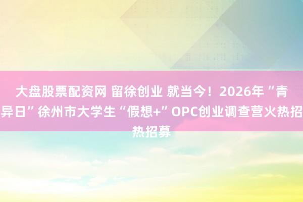 大盘股票配资网 留徐创业 就当今！2026年“青创异日”徐州市大学生“假想+”OPC创业调查营火热招募